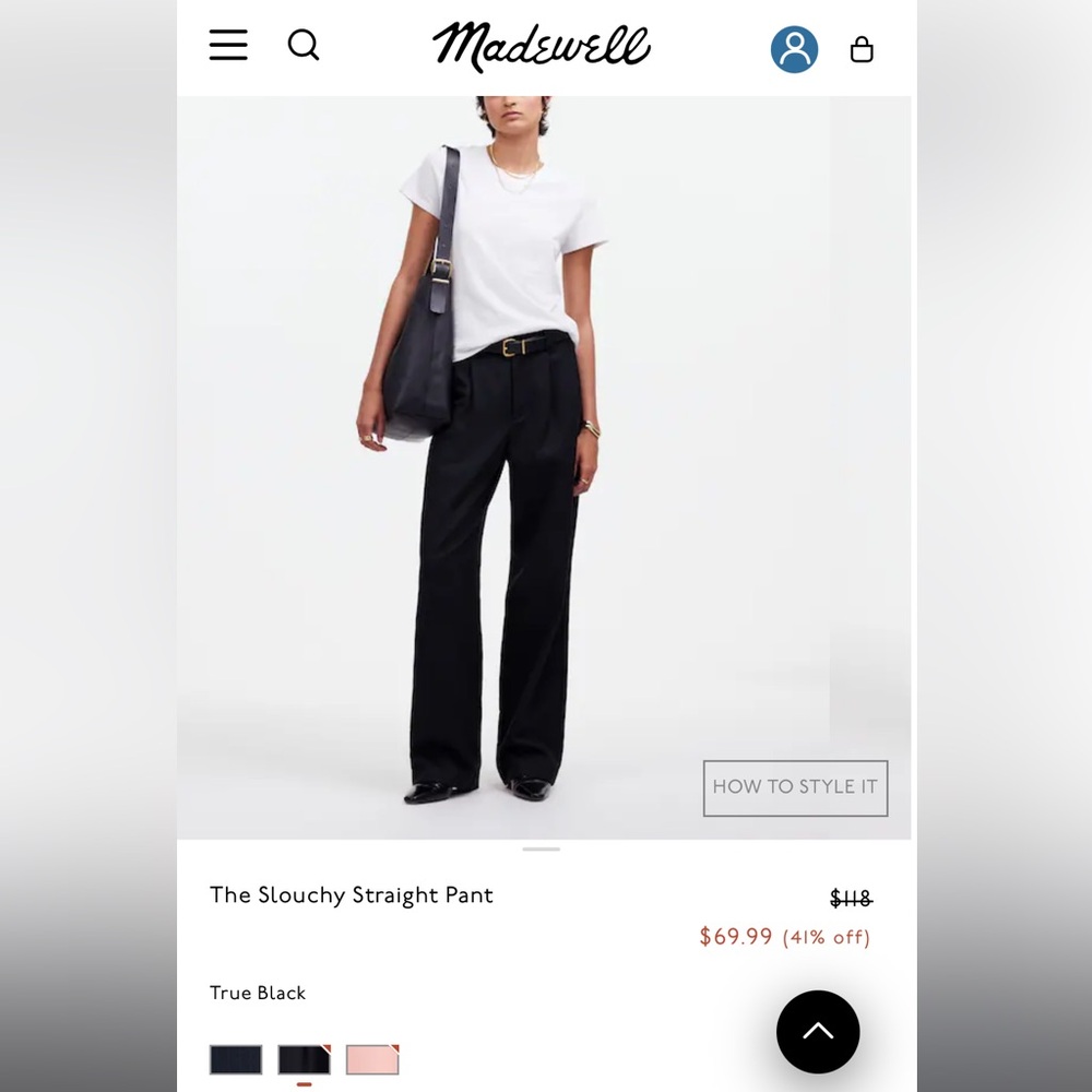 NWT MADEWELL Slouchy Pants - black